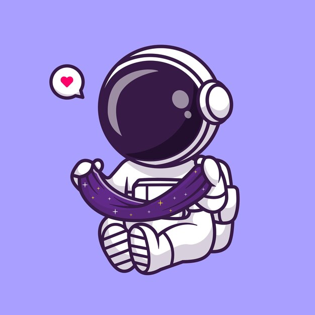 Cute Astronaut With Space Slime Cartoon Vector Icon Illustration Science Technology Icon Isolated