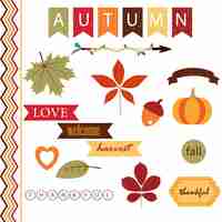 Free vector cute autumn  elements collection