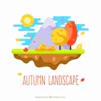 Free vector cute autumn landscape