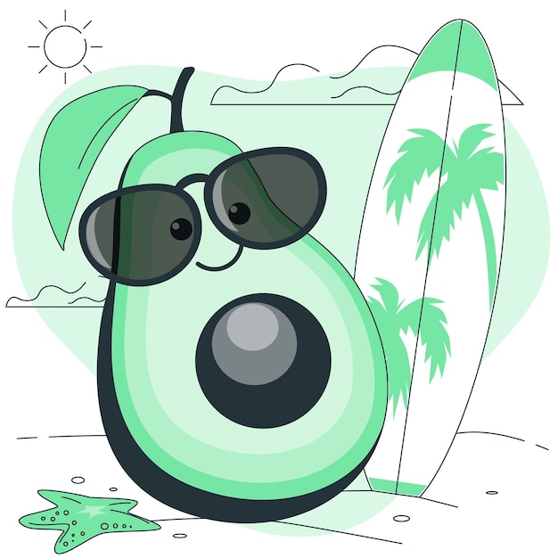 Free vector cute avocado concept illustration