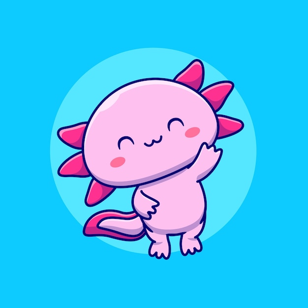 Free vector cute axolotl cartoon   illustration. animal love  concept isolated . flat cartoon