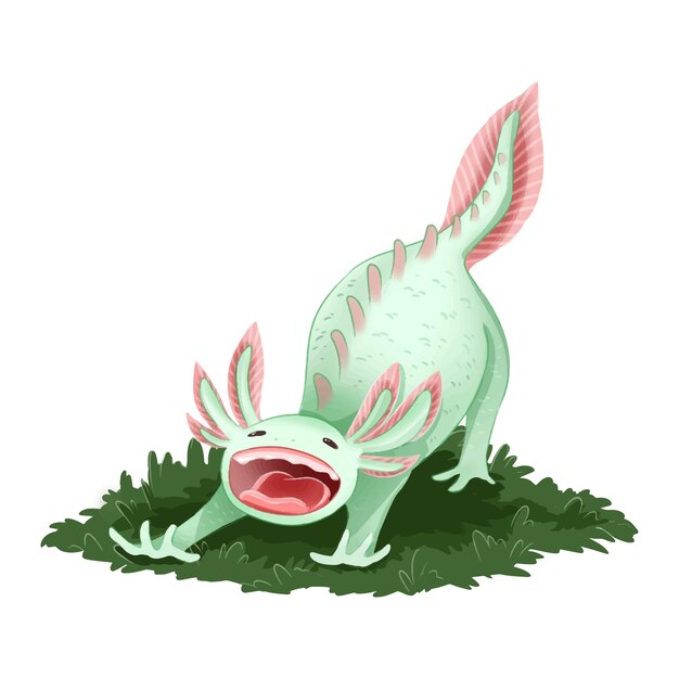 Free Vector | Cute axolotl cartoon illustration. animal love concept