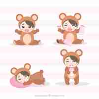 Free vector cute babies collection in different poses