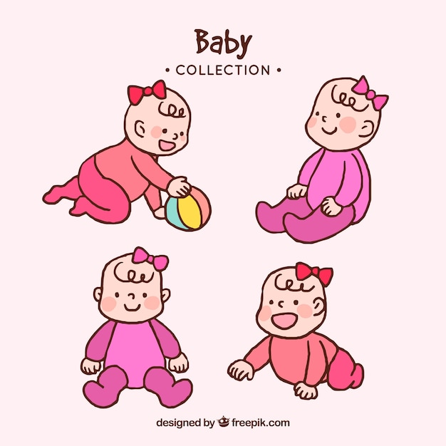 Free vector cute babies collection in hand drawn style