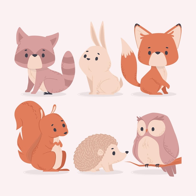 Free vector cute baby animals illustration collection