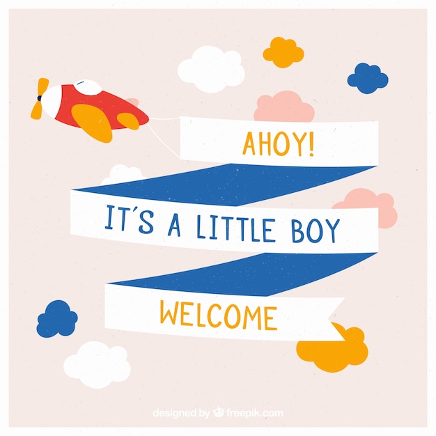 Cute baby boy background in flat style