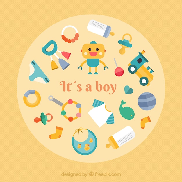 Free vector cute baby boy background in flat style