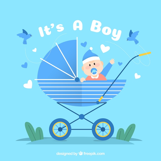 Free vector cute baby boy background in hand drawn style