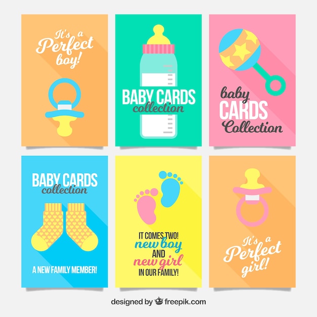 Free vector cute baby cards collection