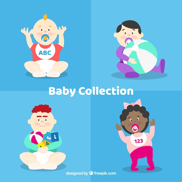 Cute baby collection in flat design