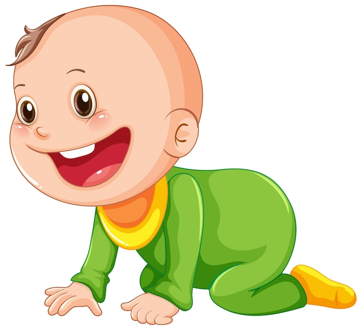 Free Vector cute baby crawling cartoon character