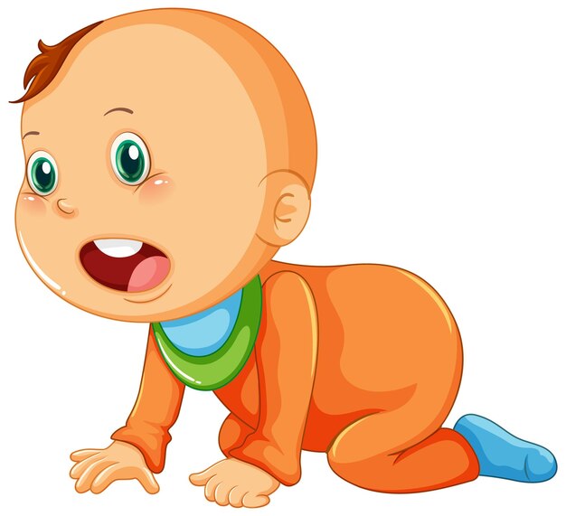 Cute baby crawling cartoon character