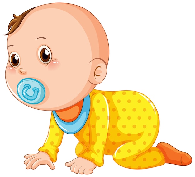 Free vector cute baby crawling cartoon character