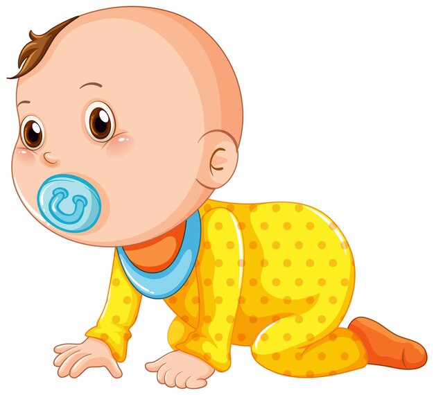 Cute baby crawling cartoon character