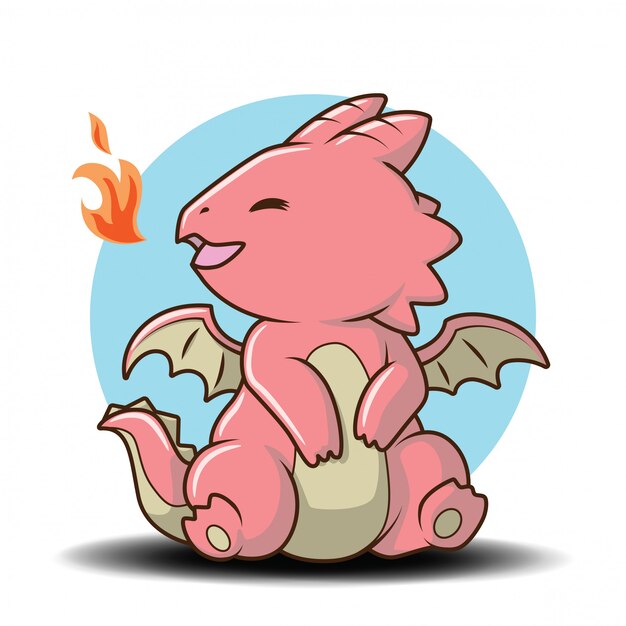 かわいい赤ちゃんドラゴンの漫画のキャラクター おとぎ話の漫画のコンセプト プレミアムベクター