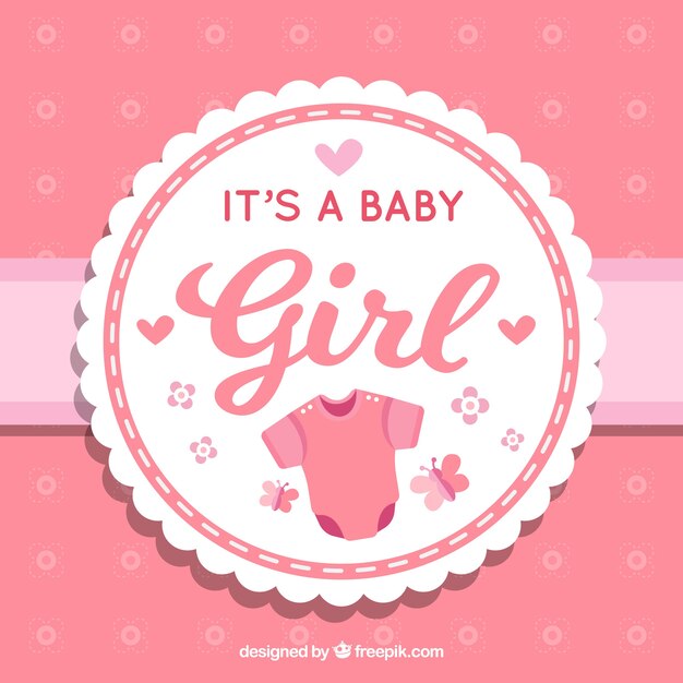 Cute baby girl background in flat style