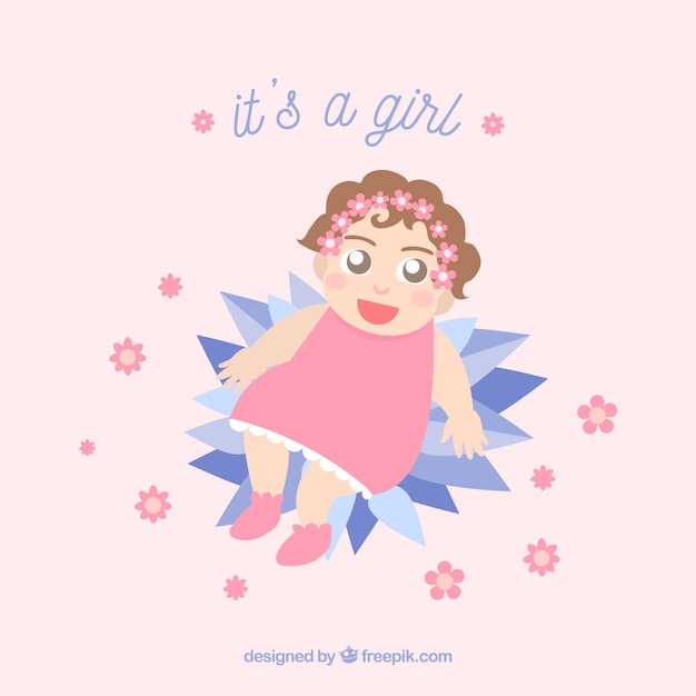 Free vector cute baby girl background in flat style