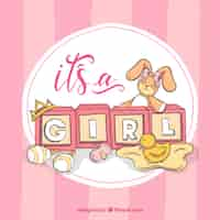 Free vector cute baby girl background in hand drawn style