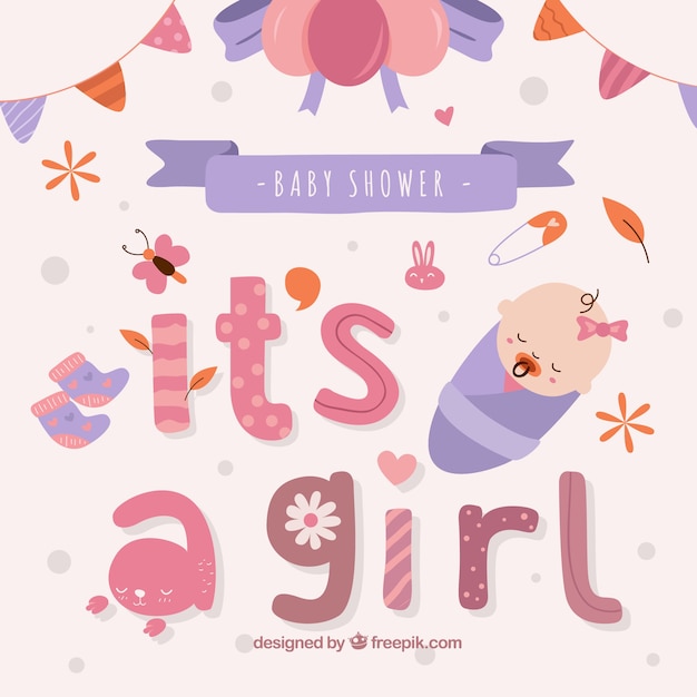 Free vector cute baby girl background in hand drawn style