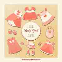 Free vector cute baby girl clothes