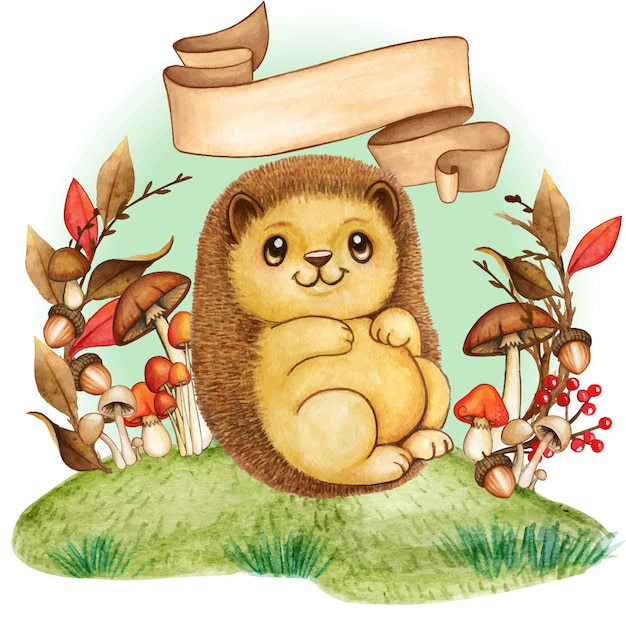 水彩のかわいい森の動物イラスト集 プレミアムベクター