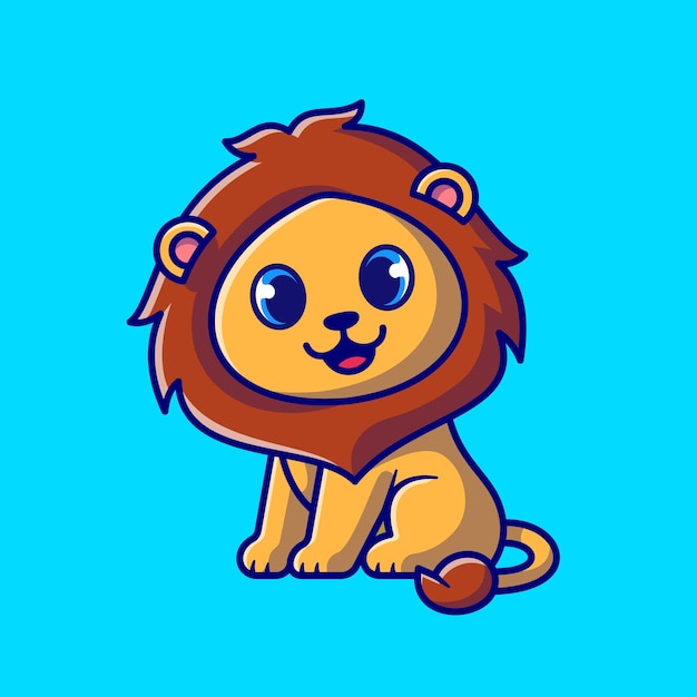 Free vector cute baby lion sitting cartoon illustration