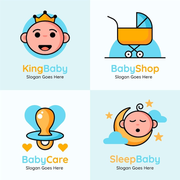 Free vector cute baby logos collection