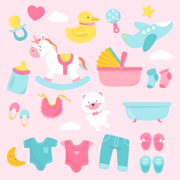 Free vector cute baby nursery decoration