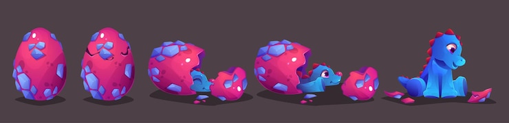 Free Vector cute baby reptile birth from egg