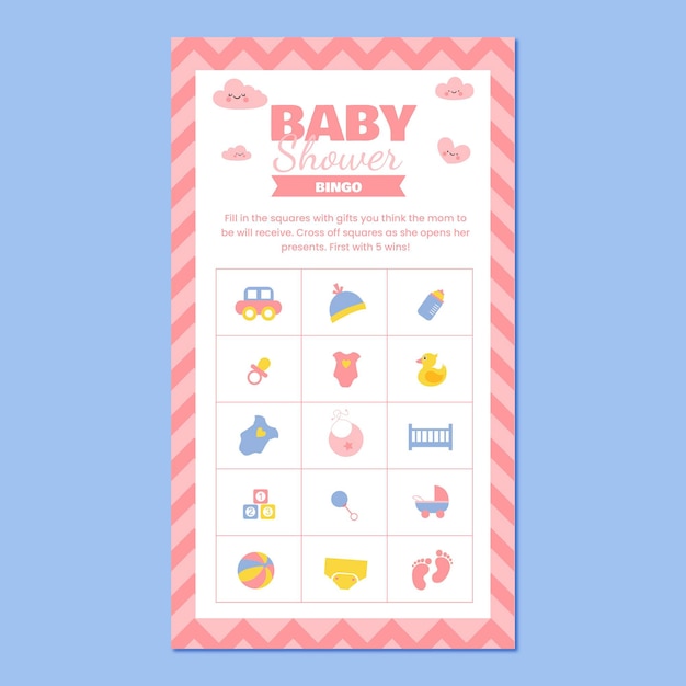 Cute baby shower bingo board instagram story