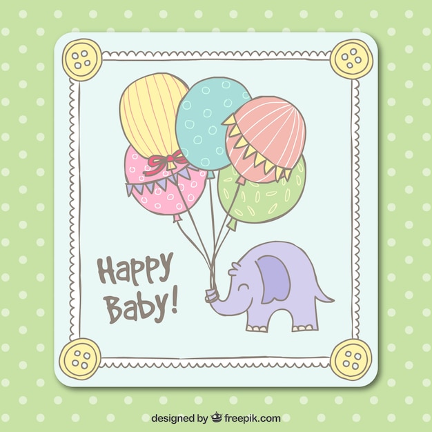 Free vector cute baby shower card in hand drawn style