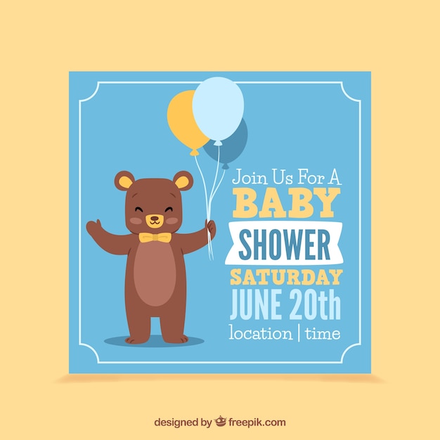 Vettore gratuito scheda di carino baby doccia