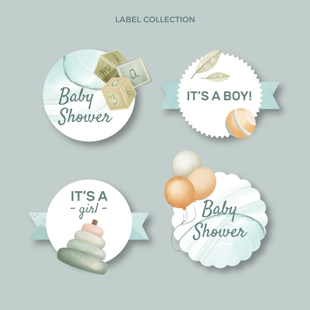 Free vector cute baby shower design badges