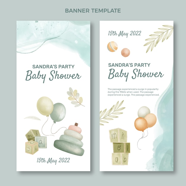 Vettore gratuito modello di banner design baby shower carino