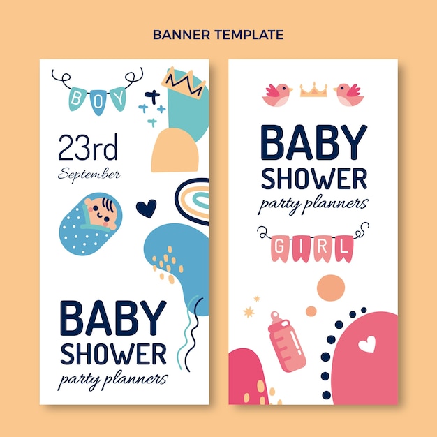 Modello di banner design baby shower carino