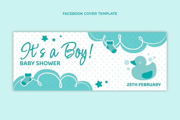 Free vector cute baby shower design facebook cover template