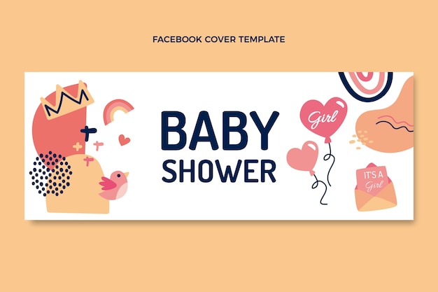 Cute baby shower design facebook cover template