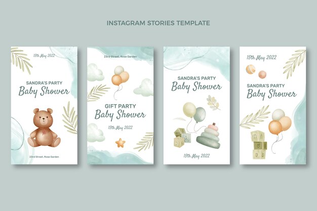 cute baby shower design instagram stories