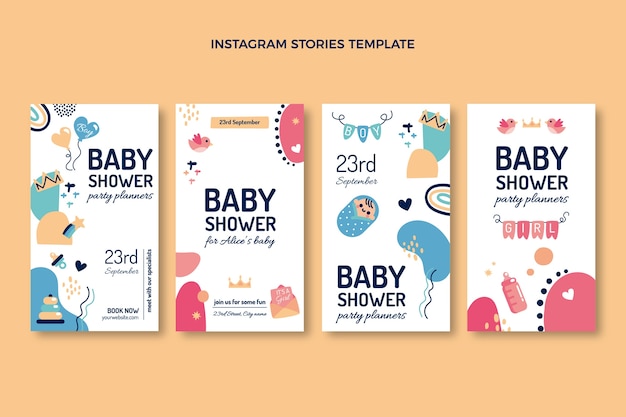 Cute baby shower design instagram stories