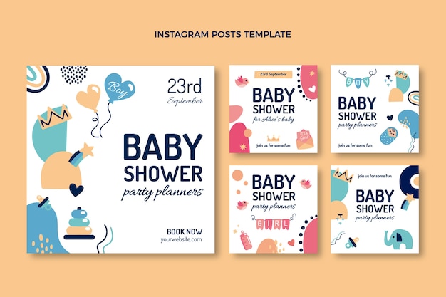 Cute baby shower design instgram post