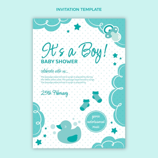 Free vector cute baby shower design invitation template