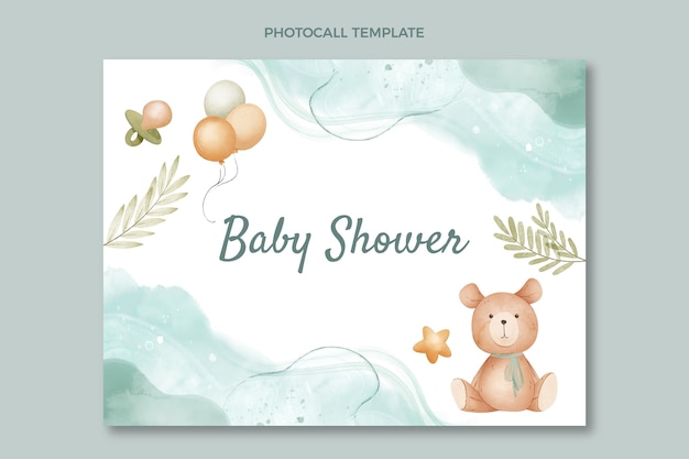 Cute baby shower design photocall template