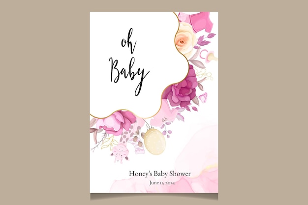 Free vector cute baby shower design template with sweet floral