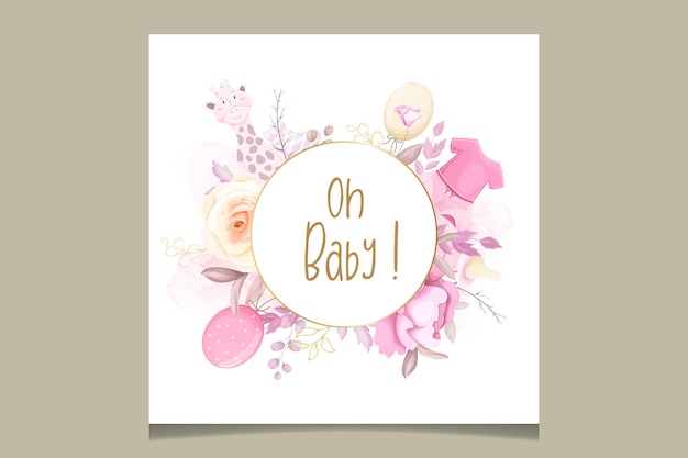 Free vector cute baby shower design template with sweet floral