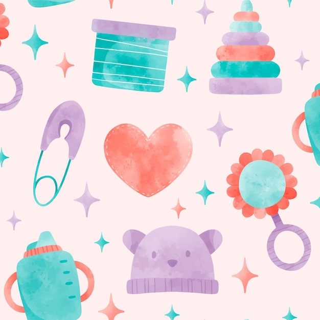 Free vector cute baby shower pattern