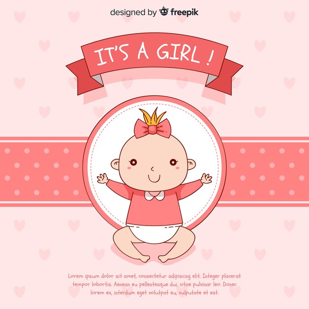 Cute baby shower template for girl