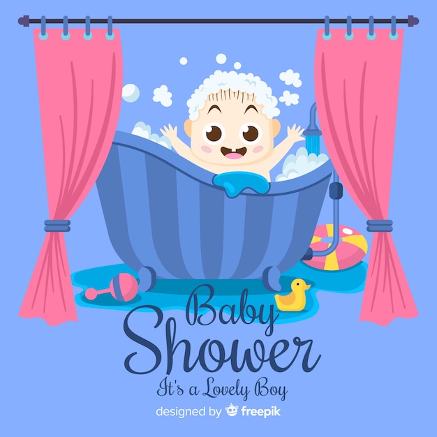 Free vector cute baby shower template with boy