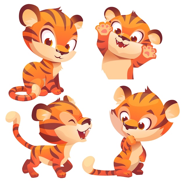 Cute baby tiger cartoon animal cub kawaii mascot