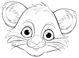 Free vector cute baby tiger cartoon character outline for colouring