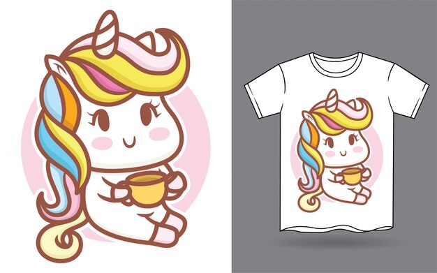 かわいいユニコーンのイラストと商品化 プレミアムベクター